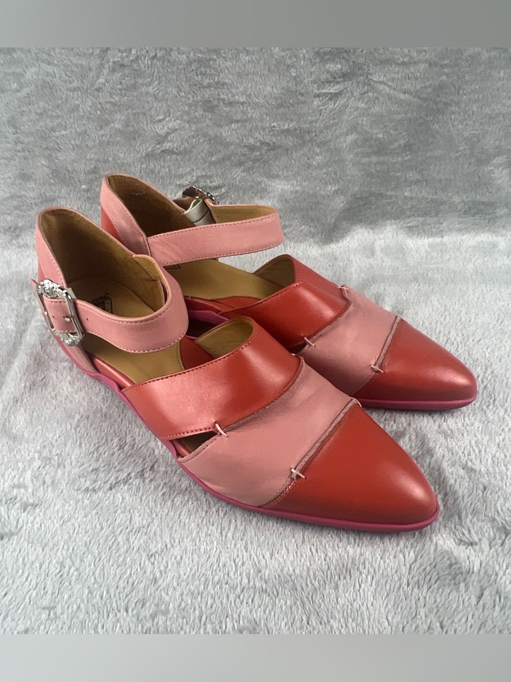 John Fluevog Passion Heels Mary Jane Point Toe Buckle Strap Shoes Womens 9 Pink - Picture 7 of 12